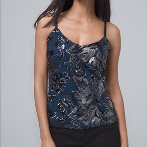 White House Black Market Sequin Flower Cami NWOT